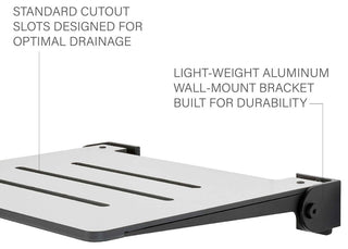 Seachrome SlimLine Folding Wall Mount Shower Seat, Light Gray, Matte Black Frame