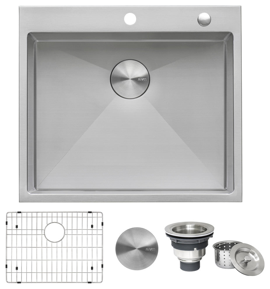 Ruvati RVH8071 21" Drop-in Topmount Rounded Stainless  Kitchen Sink Single Bowl