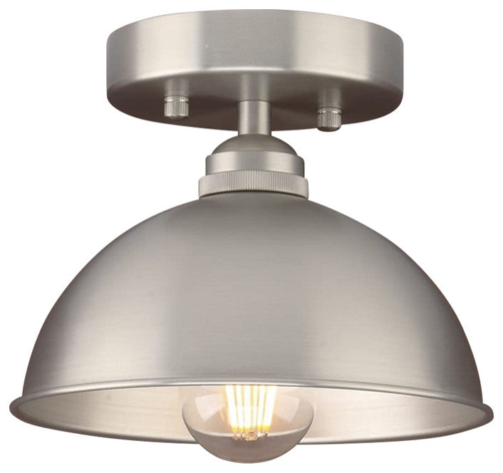 Industrial Semi Flush Mount Ceiling Light Bowl Metal Ceiling Lamp With Silver