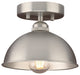 Industrial Semi Flush Mount Ceiling Light Bowl Metal Ceiling Lamp With Silver