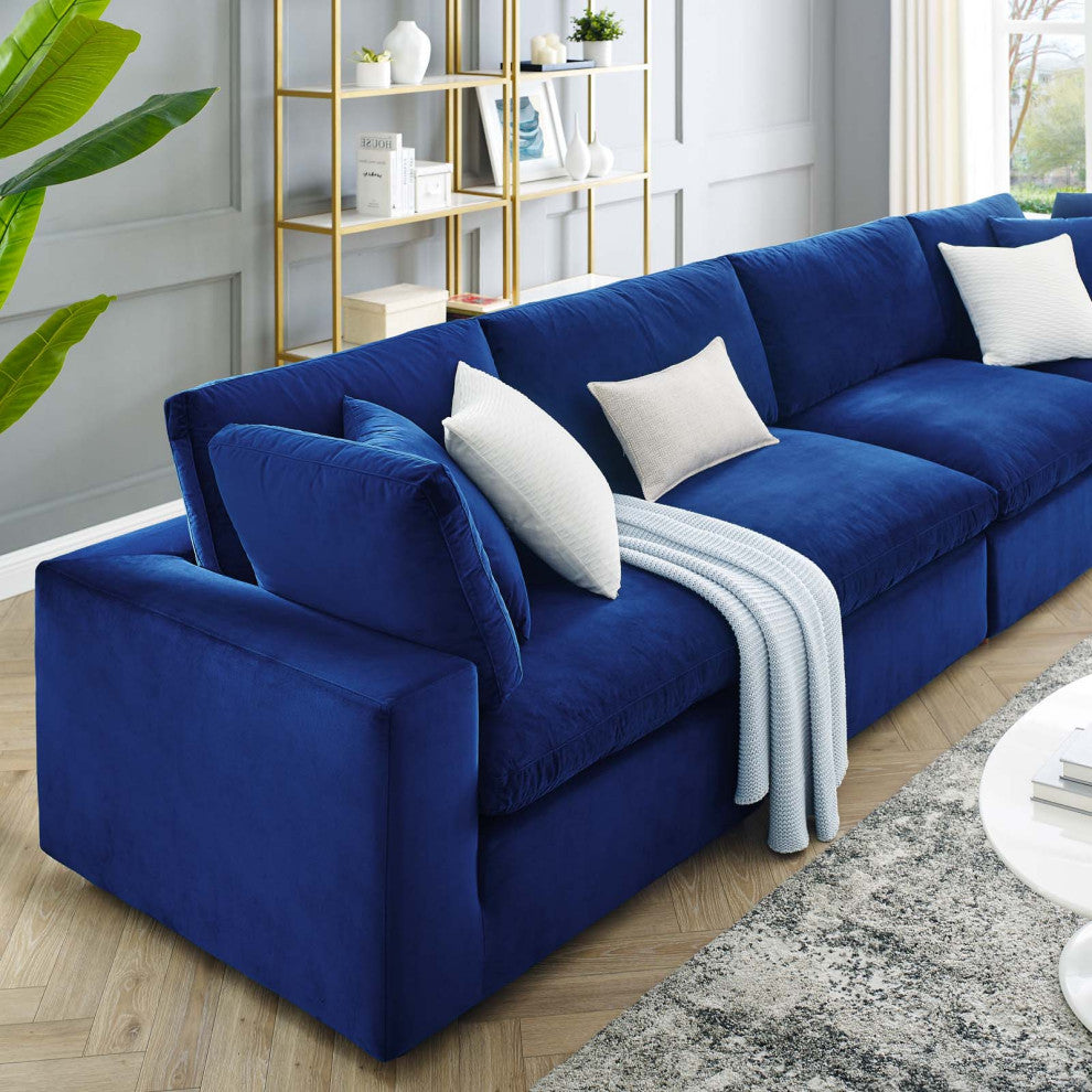 Sofa, Velvet, Blue Navy, Modern, Living Lounge Room Hotel Lobby Hospitality