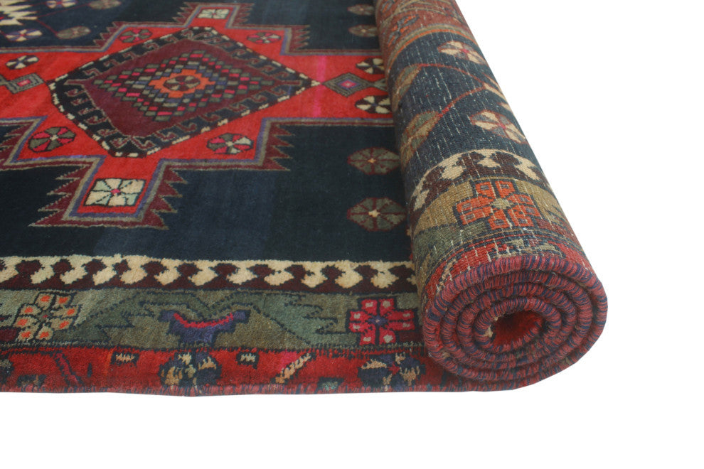 Fine Vintage Distressed Simten Navy/Gray Runner, 3'10x9'5