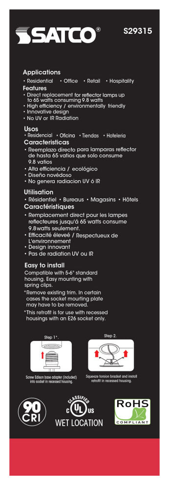 9.8 Watt LED Downlight Retrofit - 5 - 6" - 5000K - 120 Volt