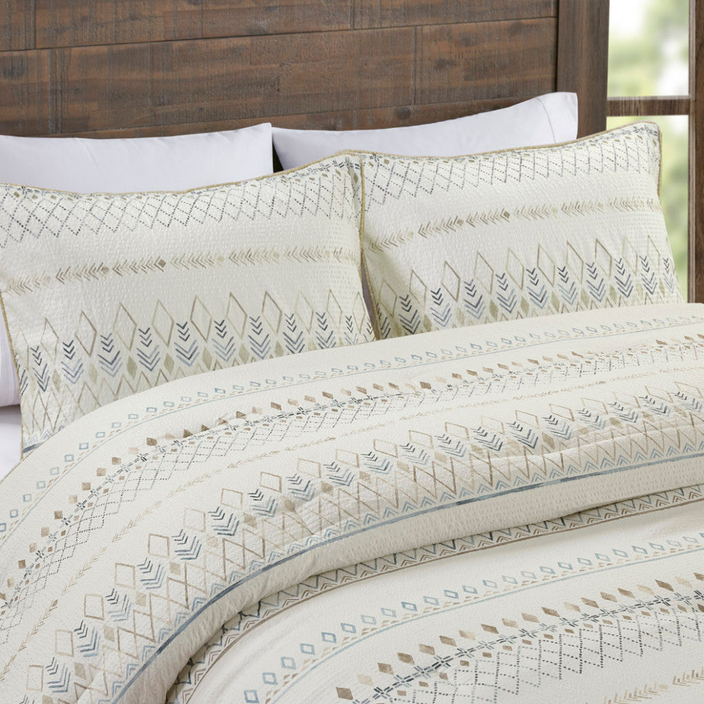 Madison Park Fraser 5 Piece Printed Seersucker Comforter Set With Throw Pillows