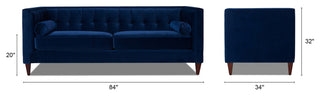 Jack 84" Modern Tuxedo Tufted Sofa, Navy Blue Velvet