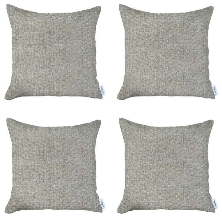 Set of 4 White Textured Pillow Covers