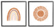 Cute Patterned Rainbow and Sun Boho Kids Doodle, 2pc, each 17 x 17