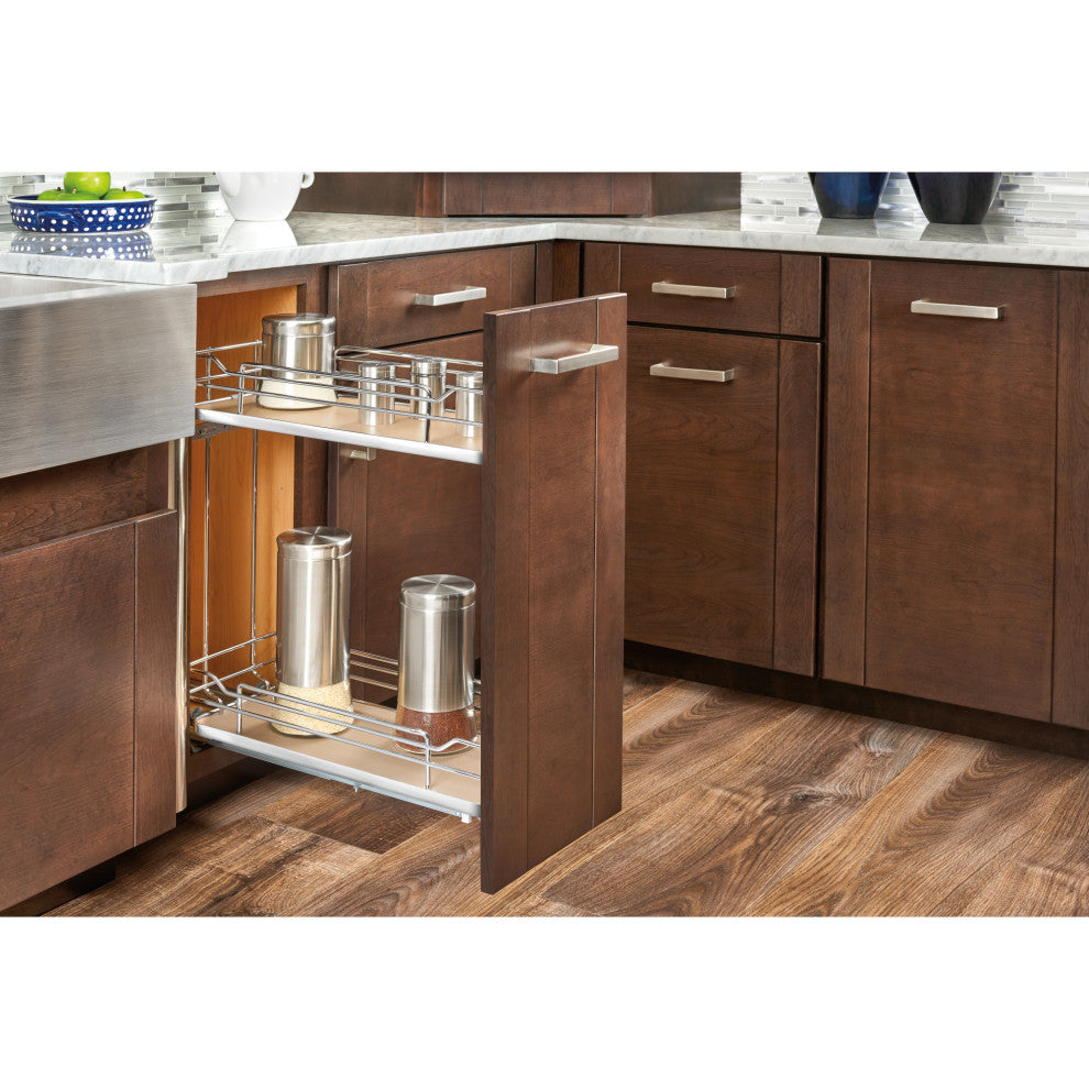 Two-Tier Sold Surface Pull Out Organizers With Soft Close, Natural Maple, 5"