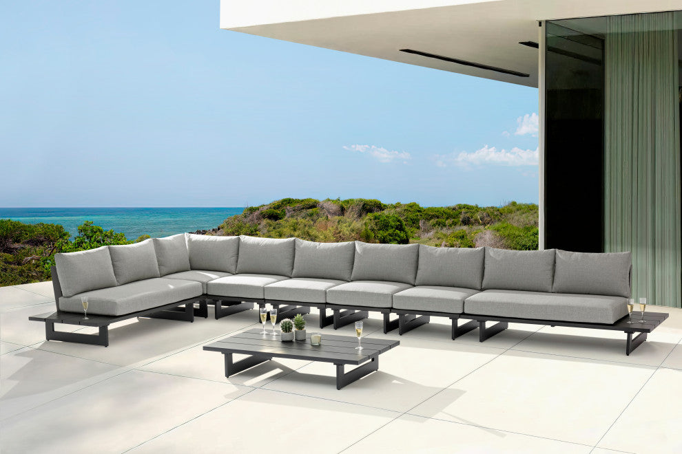 Maldives Grey Water Resistant Fabric Outdoor Patio Modular Sectional