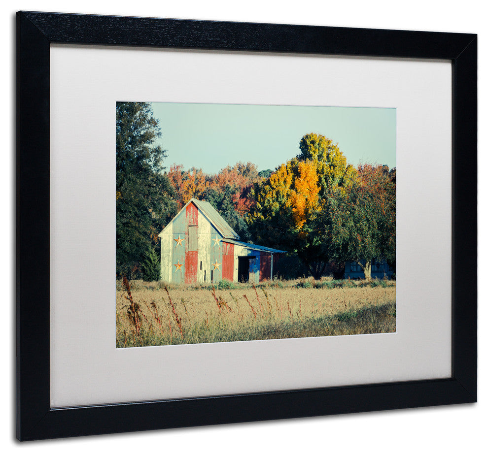 PIPA Fine Art 'Patriotic Barn in Field' Matted Framed Art, 20x16
