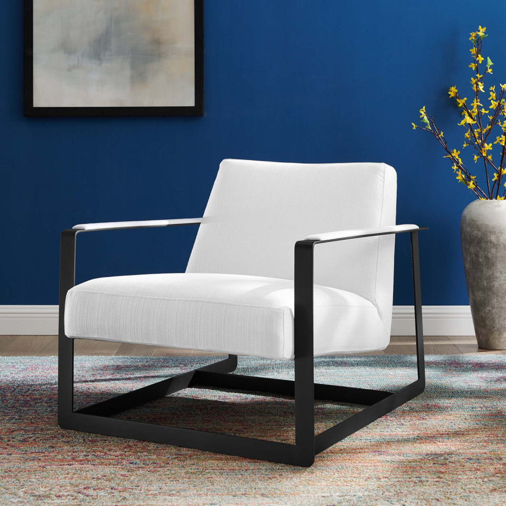 Accent Chair, Fabric, Black White, Modern, Living Lounge Hotel Lobby Hospitality