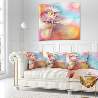 Lotus On Abstract Background Floral Throw Pillow, 16"x16"