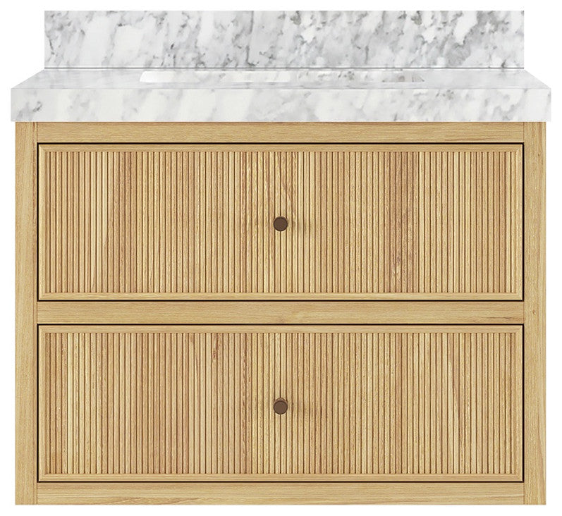 Sonoma Floating 30" Single Sink in Light Natural With 2" Carrara Marble