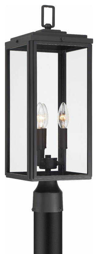 Byron 3-Light Matte Black Outdoor Lantern Post