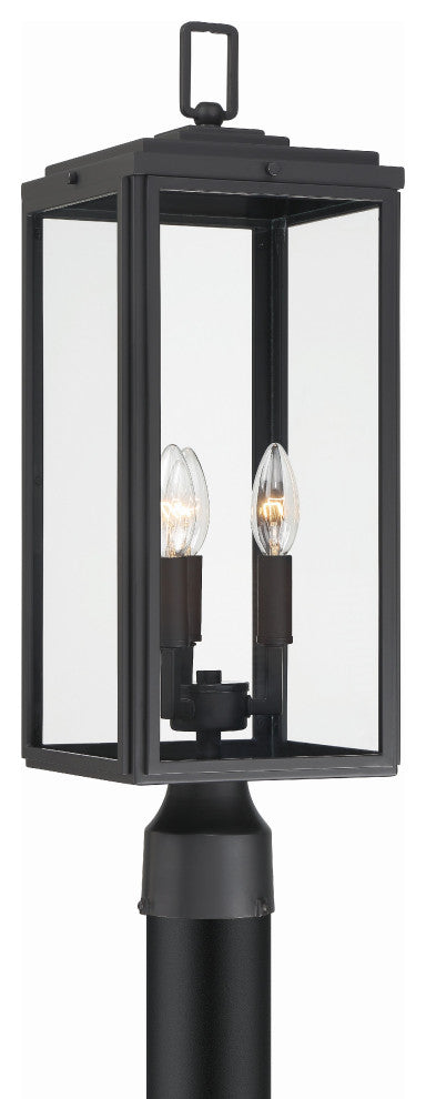 Byron 3-Light Matte Black Outdoor Lantern Post