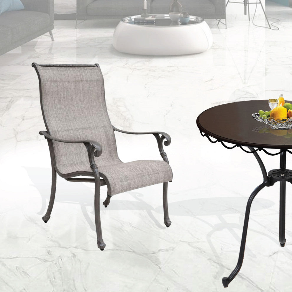 Stinson Sling Patio 2 Chairs With Aluminum Frame, All-Weather Furniture, Heritage Grey