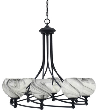 Capri 8-Light Chandelier, Matte Black/Onyx Swirl