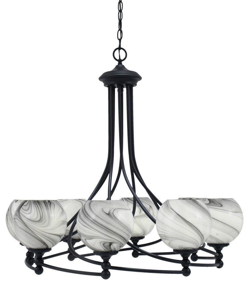 Capri 8-Light Chandelier, Matte Black/Onyx Swirl
