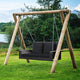 Costway 2-Person Patio Rattan Hanging Porch Swing Bench Chair Cushion Black