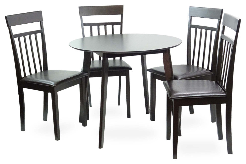 Yumiko Solid Wood Round Dining Table Kitchen Modern, Espresso Color