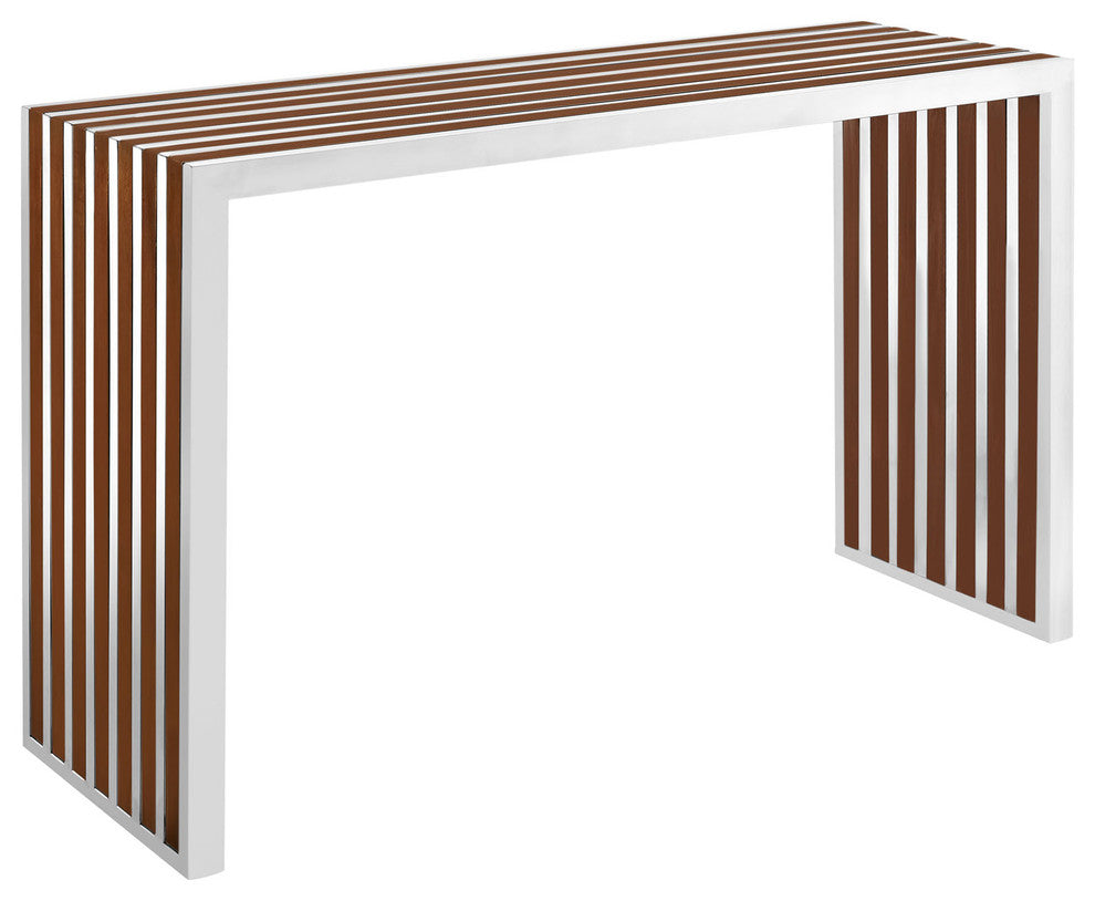 Modern Contemporary Living Room Wood Inlay Console Table Walnut
