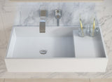 ADM Rectangular Countertop Sink, White, 32", Matte White, On-Right