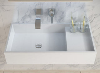 ADM Rectangular Countertop Sink, White, 32", Matte White, On-Right
