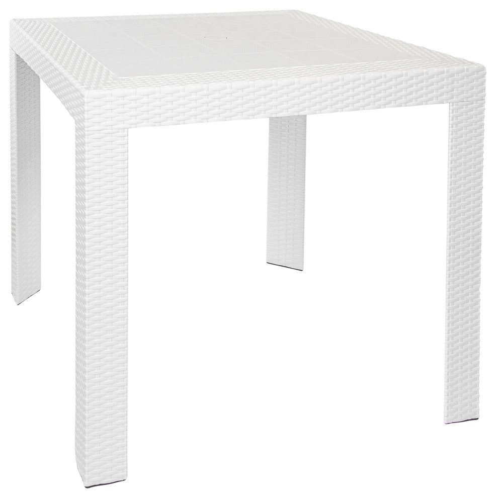 LeisureMod Kent Weave Design 5-Piece Outdoor Patio Dining Set, White/Grey