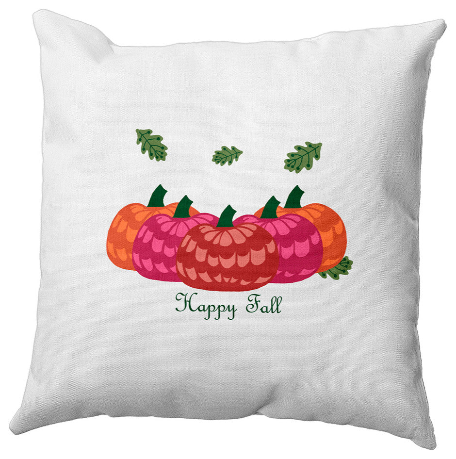 Happy Fall Pumpkins Accent Pillow, Dragon, 18"x18"