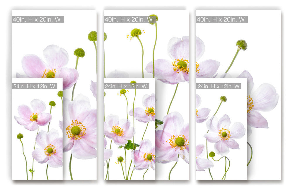 Ready2HangArt ''Japanese Anemones'' 3-Piece Canvas Wall Decor Set, 60"x40"