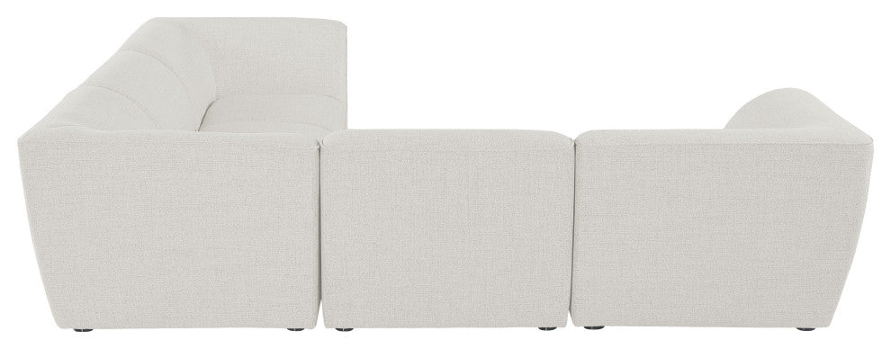 Miramar Linen Textured Fabric  5-Piece Modular L-Shaped Sectional, Cream