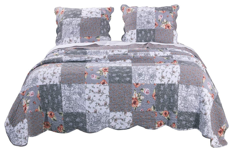 Greenland Home Fashions Giulia Quilt Set King Gray