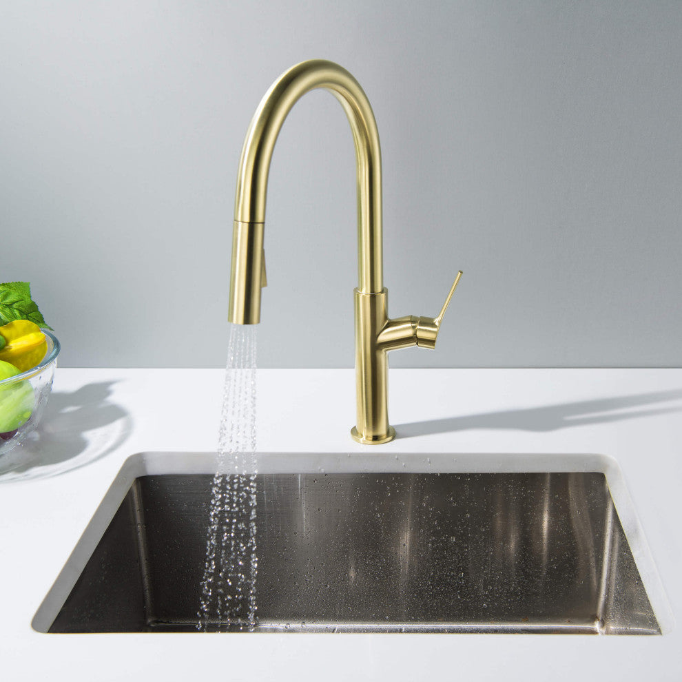 Fusion-T Single Handle Pull Down Sink Faucet With Soap Dispenser, Brushed Gold