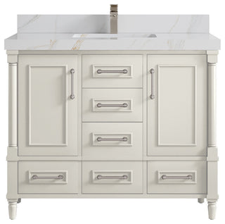Aberdeen 42" Single Sink Bath Vanity, Alabaster 2" Calacatta Sienna