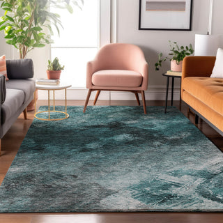 Premium Machine Washable Mayfield AMF590 Teal 3' x 5' Rug