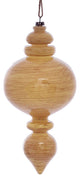 Vickerman MC198590 9" Tan Wood Grain Rounded Finial Ornament, Pack of 3