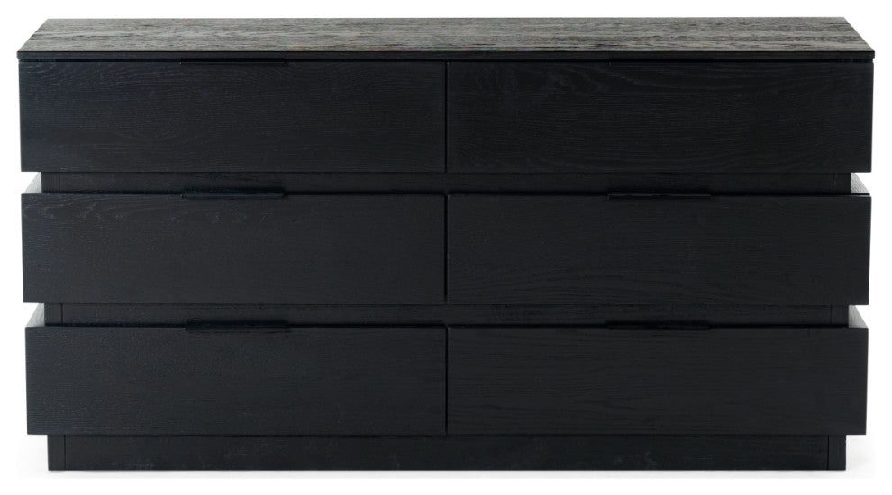 Safavieh Couture Titus 6 Drawer Stacked Dresser, Black