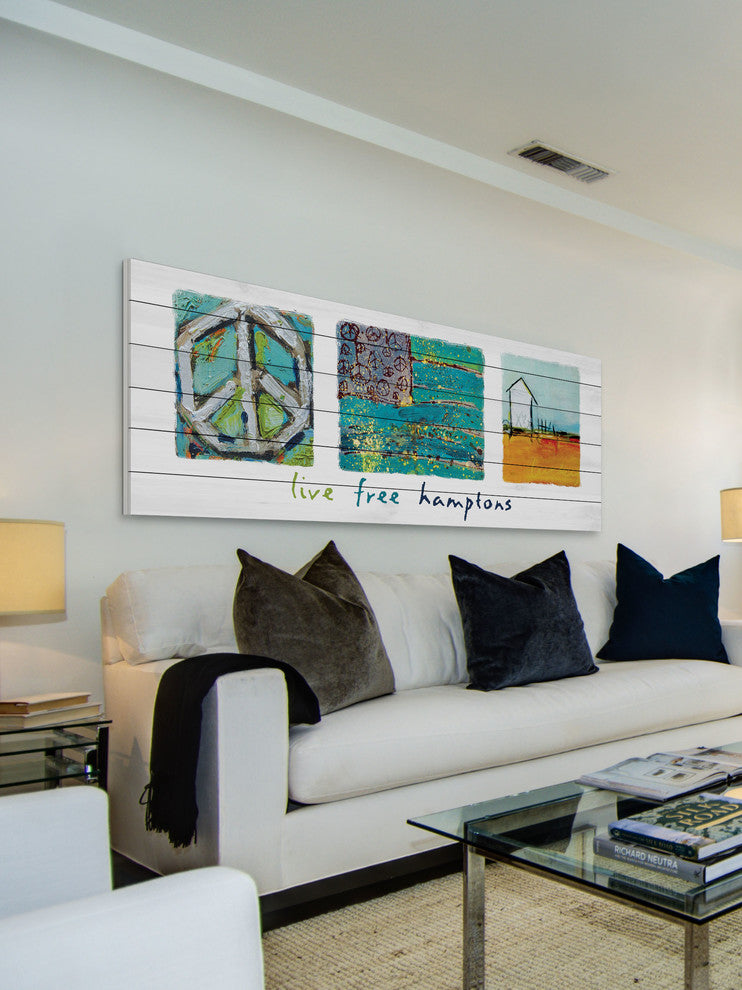 "Live Free Hamptons" Print on White Pine Wood by Tori Campisi