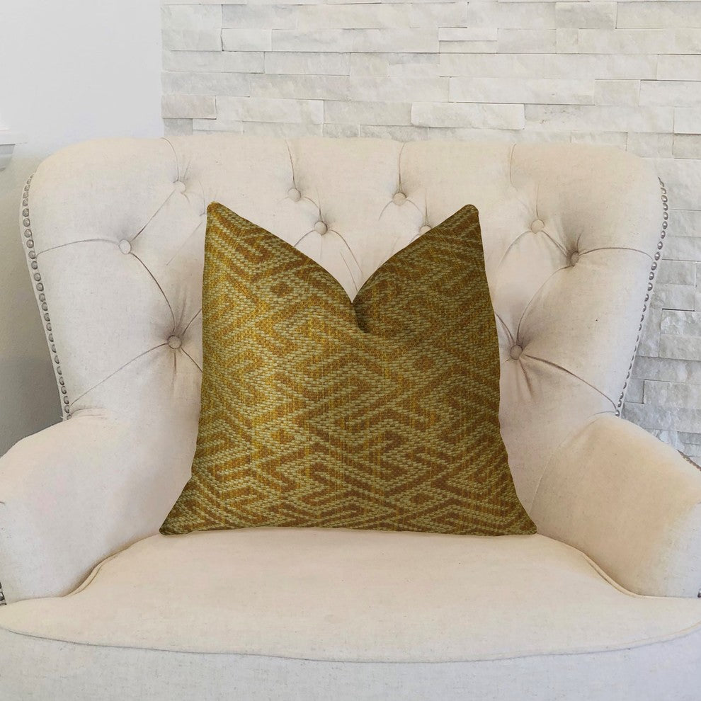 Deep Bridge Taupe and Copper Handmade Luxury Pillow, 20"x20"