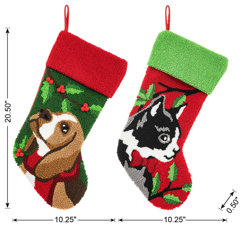 20.5"L Hooked Stocking, Dog & Cat