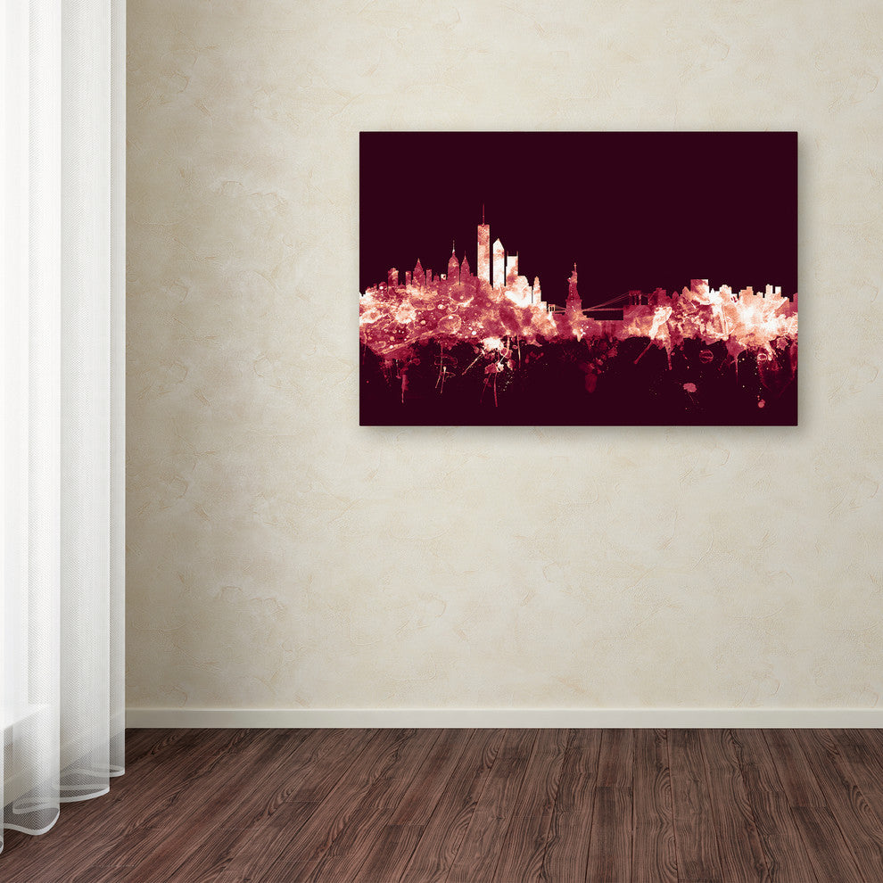 Michael Tompsett ''New York Skyline Maroon'' Canvas Art, 16x24