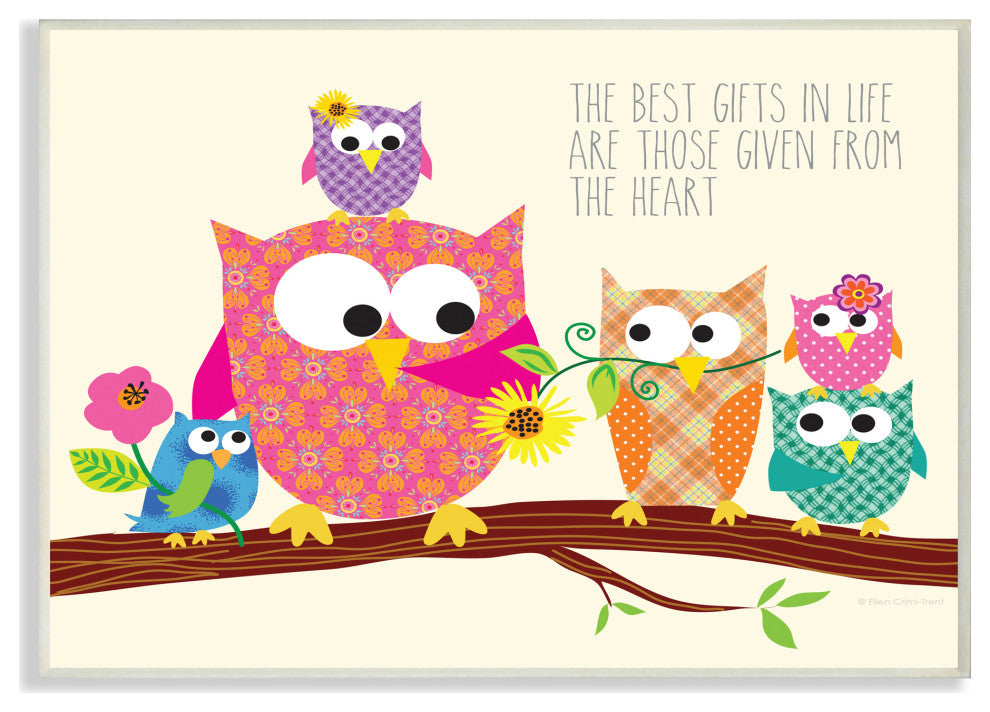 Stupell Industries The Best Gifts In Life Owls, 10"x15", Wood Wall Art