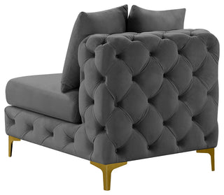 Tremblay Velvet Upholstered Armless Chair, Grey