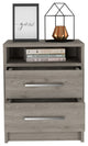 Light Grey Open Compartment Two Drawer Nightstand