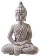 Cement Meditating Buddha Figurine with Shoulder Sash Design Concrete Gray Finish