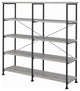 Industrial Bookcase, Wide Design With Open Metal Frame With 4 Shelves, Gray