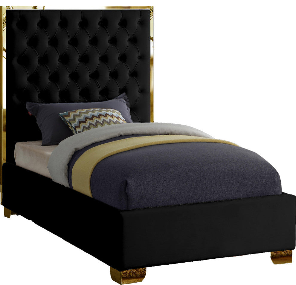 Lana Velvet Bed, Black, Twin
