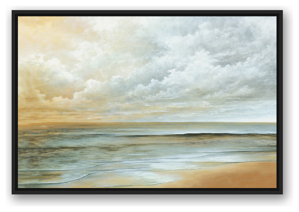 Long Beach Ocean Canvas Wall Art, 24"x36", Framed