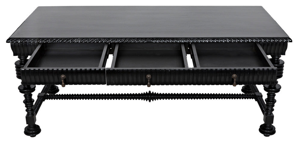 Portuguese Desk, Small, 60", Hand Rubbed Black