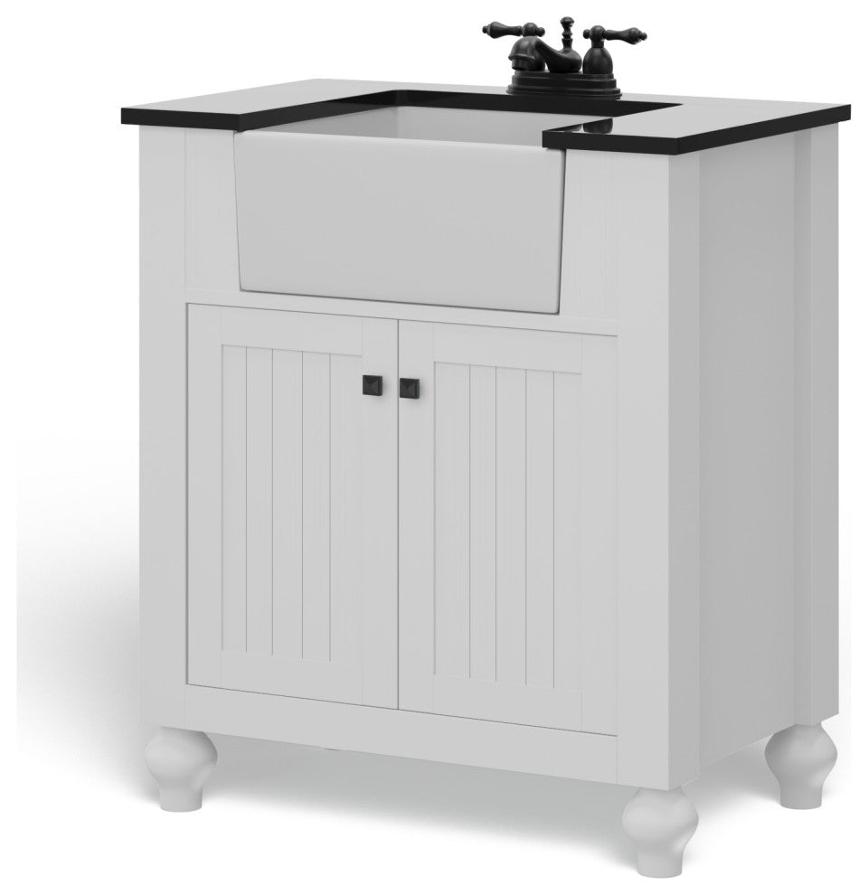 The Holsted Bathroom Vanity, White, 30", Single Sink, Freestanding